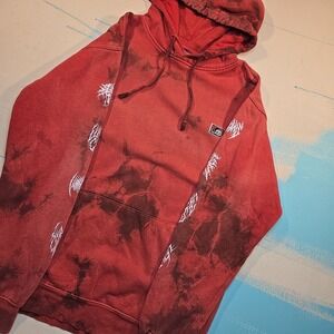 Lurking Class Men's M Red Black Metal Logos Tie Dye Hoodie Sketchy Tank Pullover